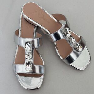 J Crew Silver Rhinestone sandals 9